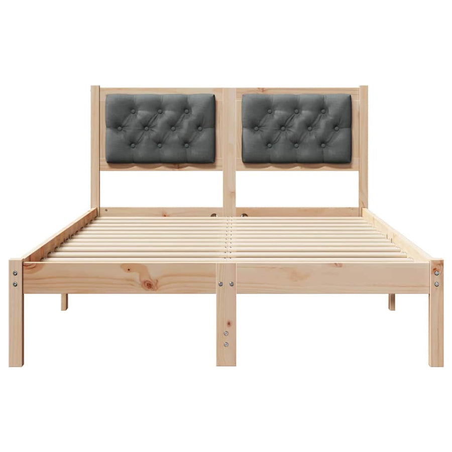 Bed Frame with Headboard Dark Grey 135 x 190 cm Solid Pine Wood
