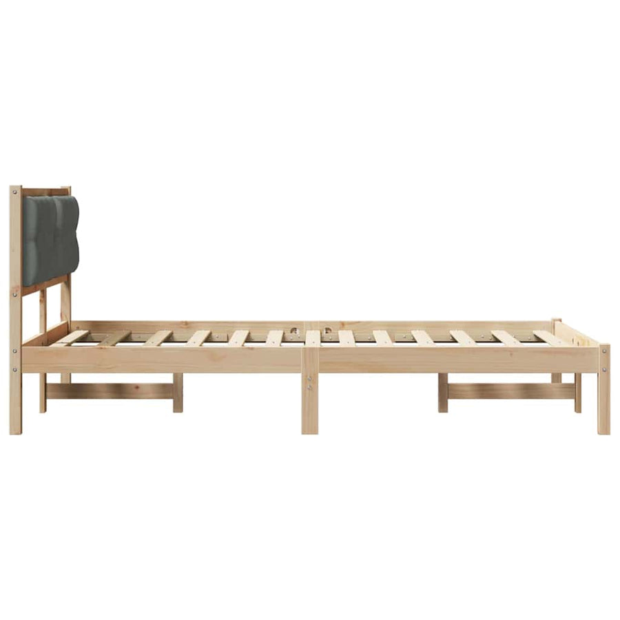 Bed Frame with Headboard Dark Grey 135 x 190 cm Solid Pine Wood