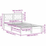 Bed Frame with Headboard Dark Grey 135 x 190 cm Fabric - Extra Image