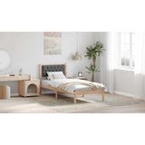 Bed Frame with Headboard Dark Grey 90 x 190 cm Solid Pine Wood