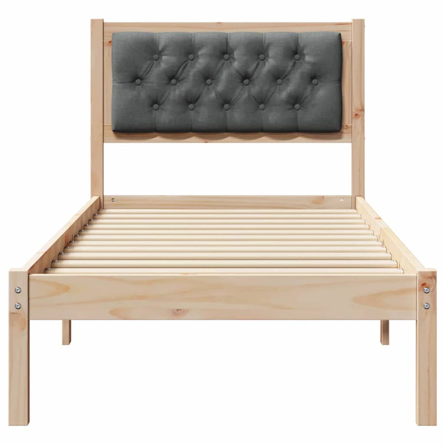 Bed Frame with Headboard Dark Grey 90 x 190 cm Solid Pine Wood