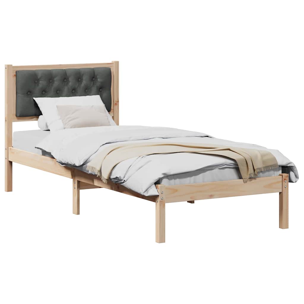 Bed Frame with Headboard Dark Grey 90 x 190 cm Fabric
