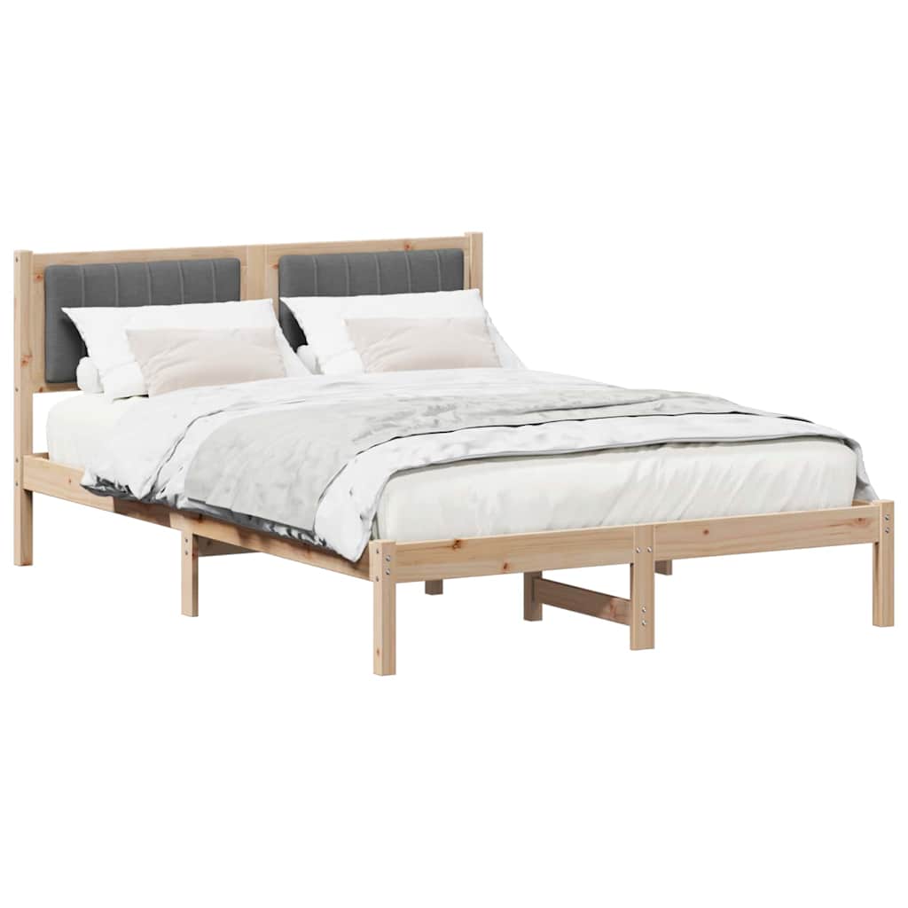 Bed Frame with Upholstered Headboard Dark Grey 135 x 190 cm