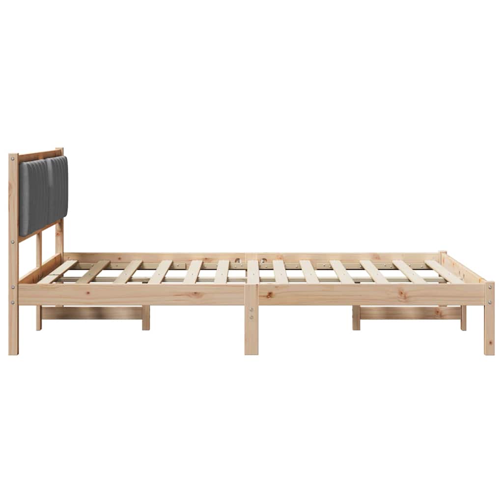 Bed Frame with Upholstered Headboard Dark Grey 135 x 190 cm