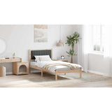 Bed Frame with Upholstered Headboard Dark Grey 90 x 190 cm