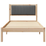 Bed Frame with Upholstered Headboard Dark Grey 90 x 190 cm - 45-Degree Angle