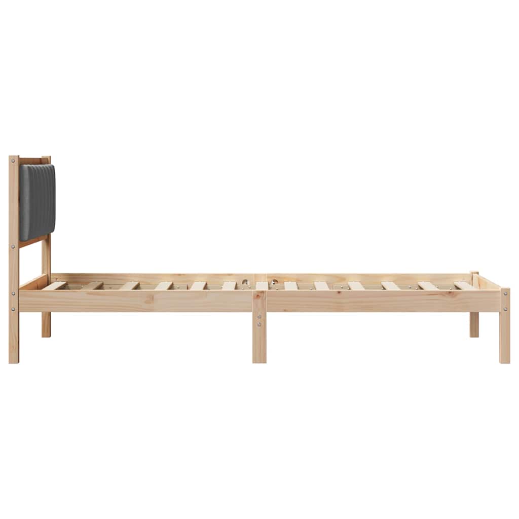Bed Frame with Upholstered Headboard Dark Grey 90 x 190 cm