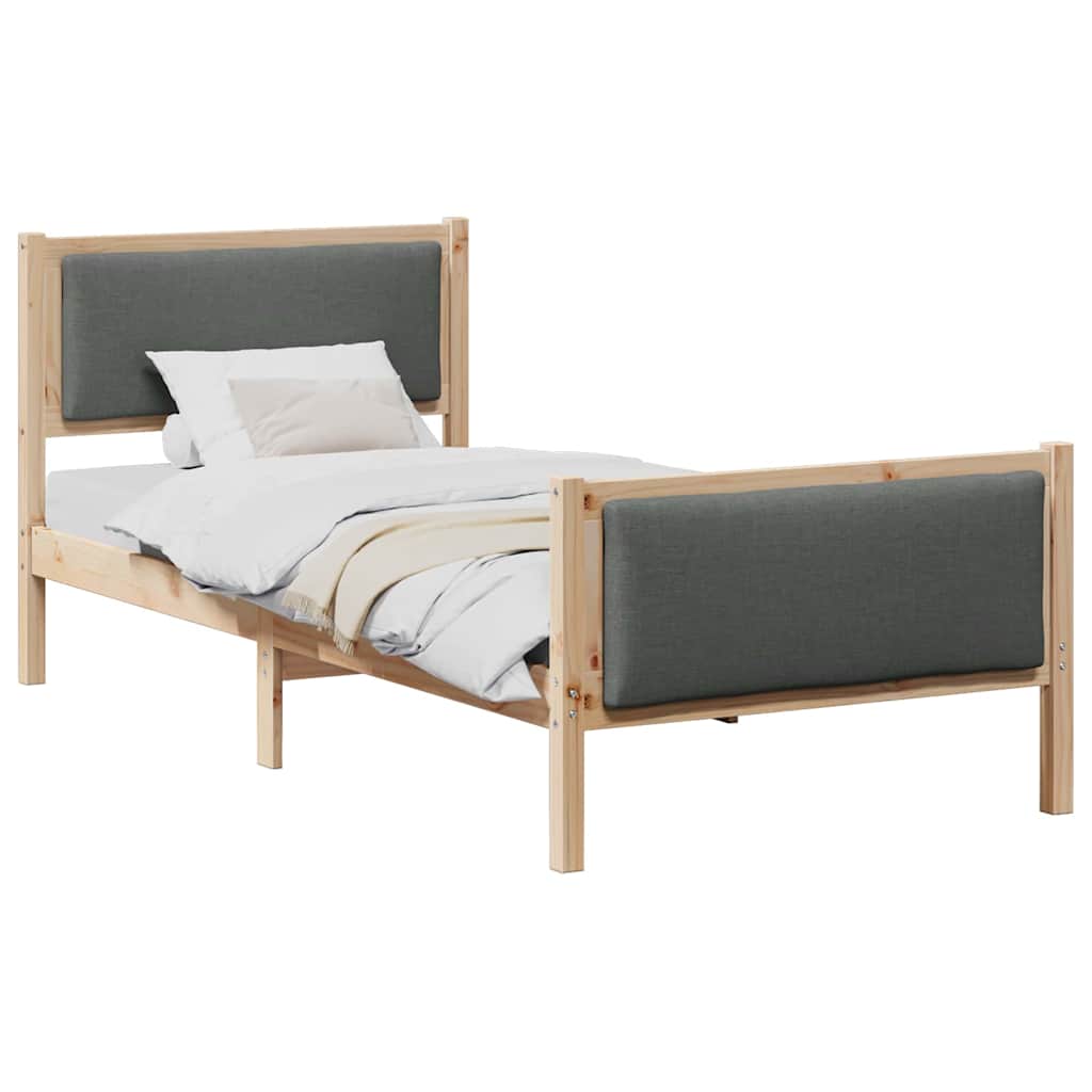Bed Frame with Headboard Dark Grey 90 x 190 cm Fabric