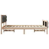 Bed Frame with Headboard Dark Grey 135 x 190 cm Solid Pine Wood - Rear View