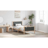 Bed Frame with Headboard Dark Grey 90 x 190 cm Solid Pine Wood - Low Angle