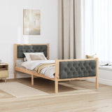 Bed Frame with Headboard Dark Grey 90 x 190 cm Solid Pine Wood - Top-Down View