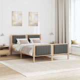 Bed frame Brown and dark grey 135 x 190 cm Solid pine wood - Top-Down View