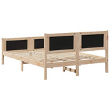 Bed frame Brown and dark grey 135 x 190 cm Solid pine wood - Close-Up Angle