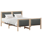 Bed frame Brown and dark grey 135 x 190 cm Solid pine wood