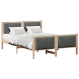 Bed frame Brown and dark grey 135 x 190 cm Solid pine wood - Side View