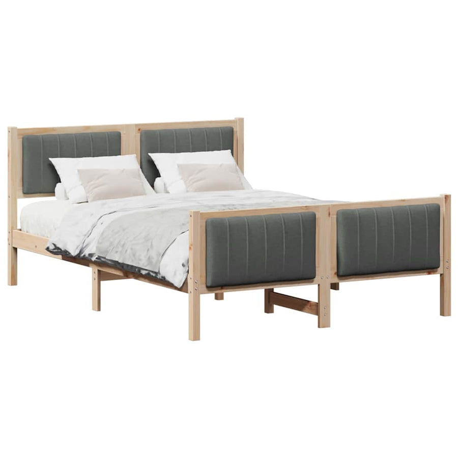 Bed frame Brown and dark grey 135 x 190 cm Solid pine wood