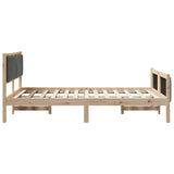 Bed frame Brown and dark grey 135 x 190 cm Solid pine wood - Rear View