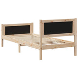 Bed frame Brown and dark grey 90 x 190 cm Solid pine wood - Close-Up Angle