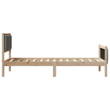 Bed frame Brown and dark grey 90 x 190 cm Solid pine wood - Rear View