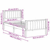 Bed frame Brown and dark grey 90 x 190 cm Solid pine wood - Extra Image
