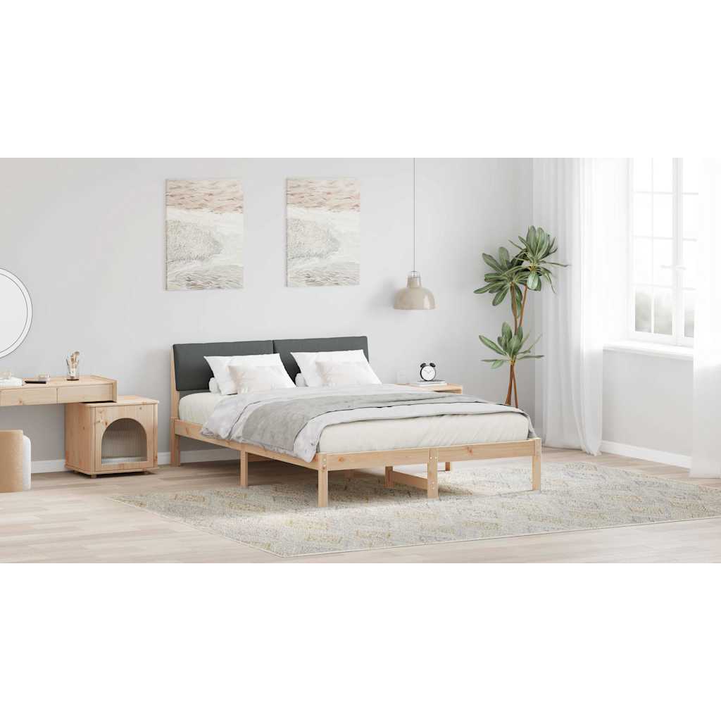 Bed frame Brown and dark grey 150 x 200 cm Solid pine wood