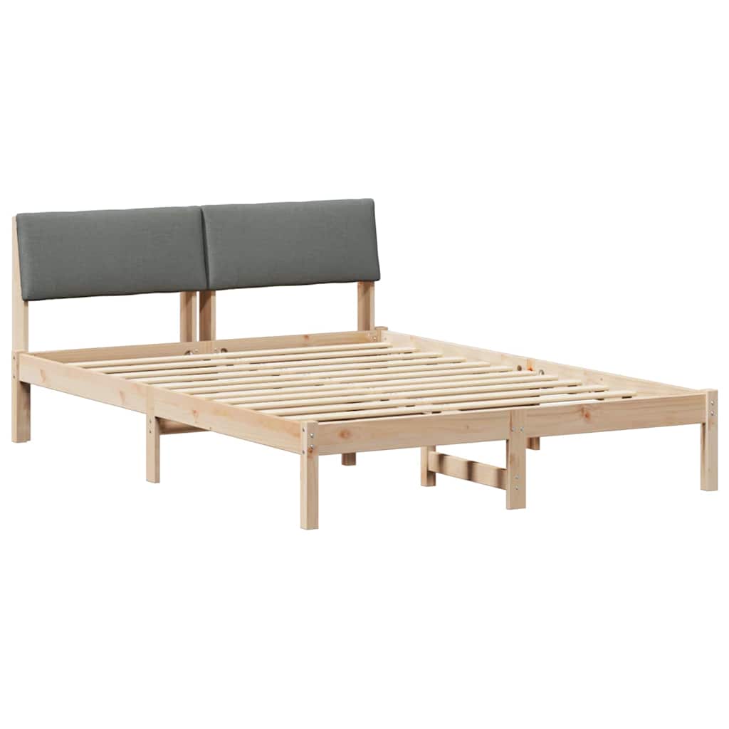 Bed frame Brown and dark grey 150 x 200 cm Solid pine wood