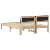 Bed frame Brown and dark grey 135 x 190 cm Solid pine wood - Close-Up Angle