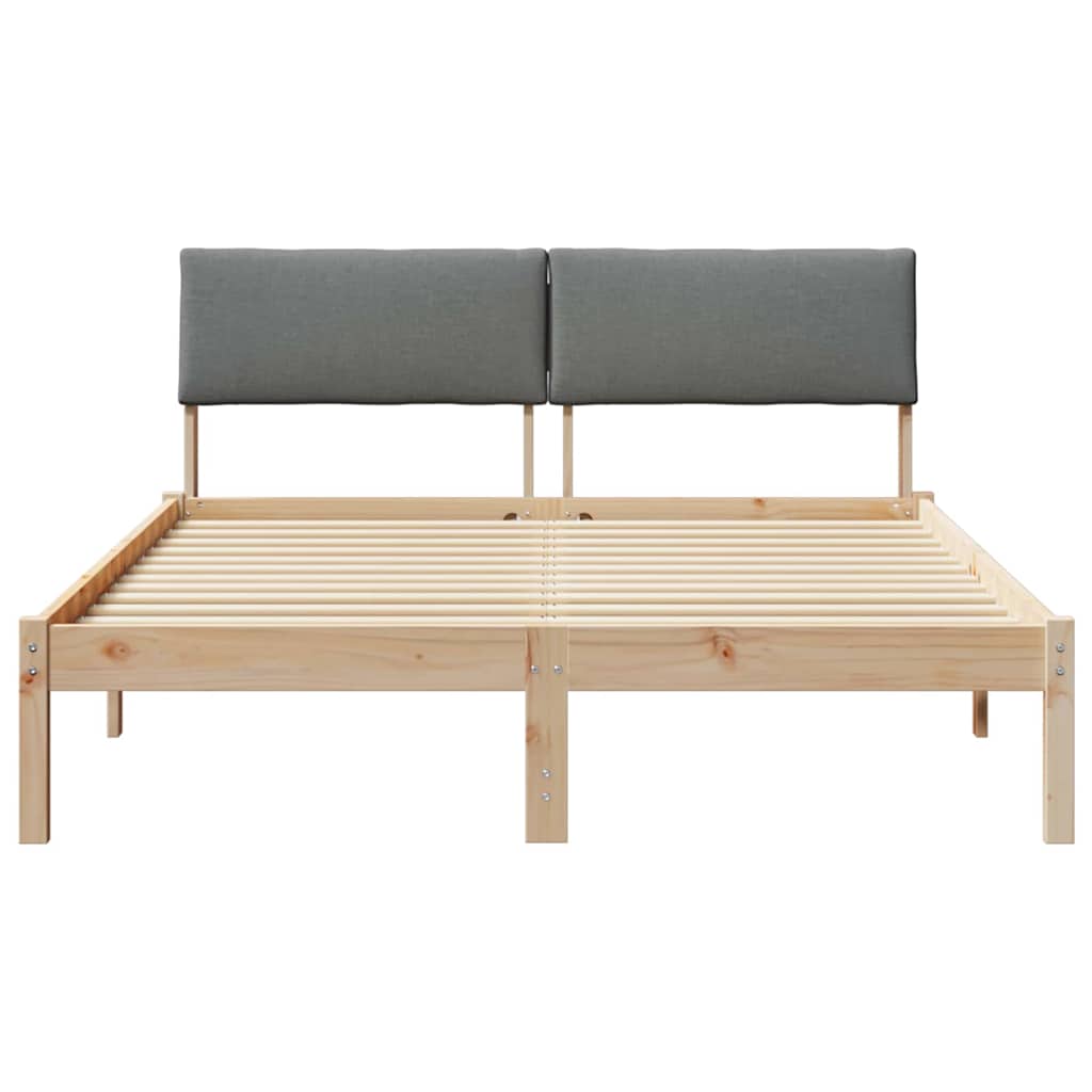 Bed frame Brown and dark grey 135 x 190 cm Solid pine wood