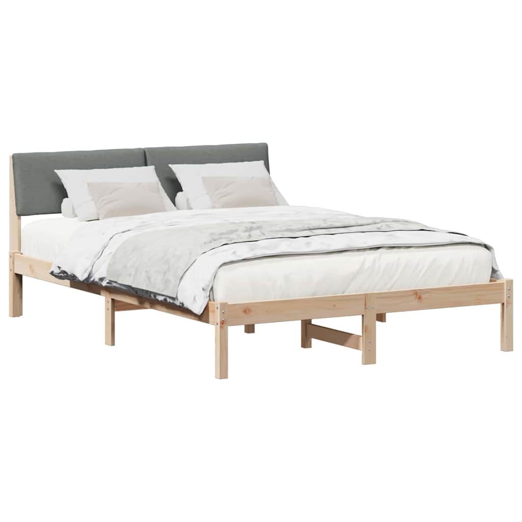 Bed frame Brown and dark grey 135 x 190 cm Solid pine wood
