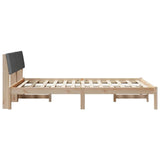 Bed frame Brown and dark grey 135 x 190 cm Solid pine wood - Rear View