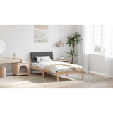 Bed frame Brown and dark grey 90 x 190 cm Solid pine wood - Low Angle