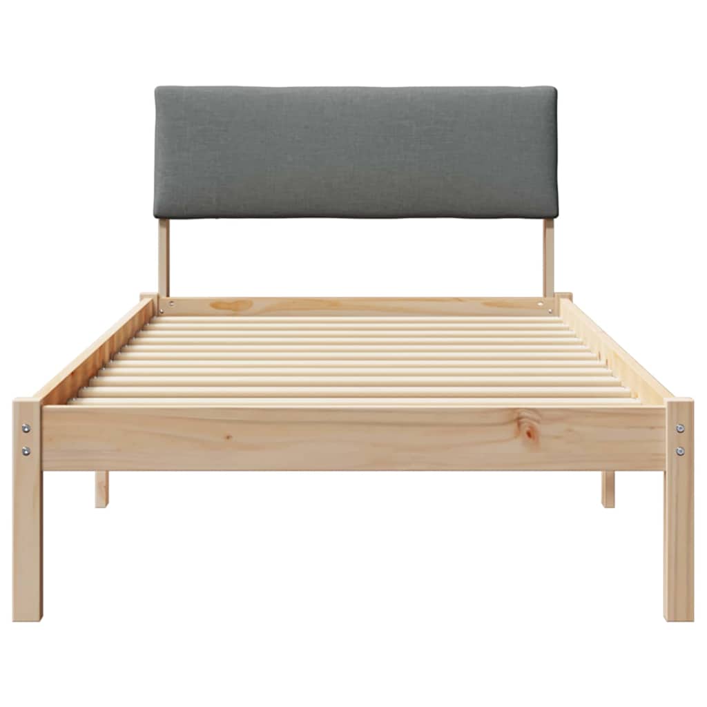 Bed frame Brown and dark grey 90 x 190 cm Solid pine wood