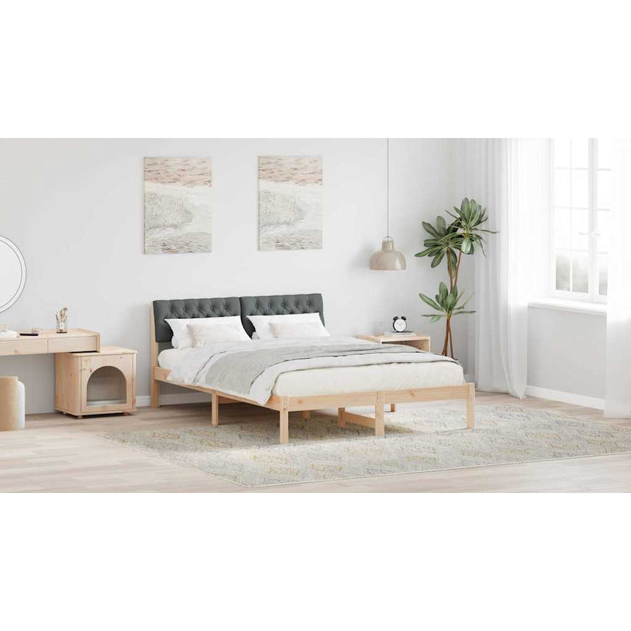 Bed frame Brown and dark grey 150 x 200 cm Solid pine wood