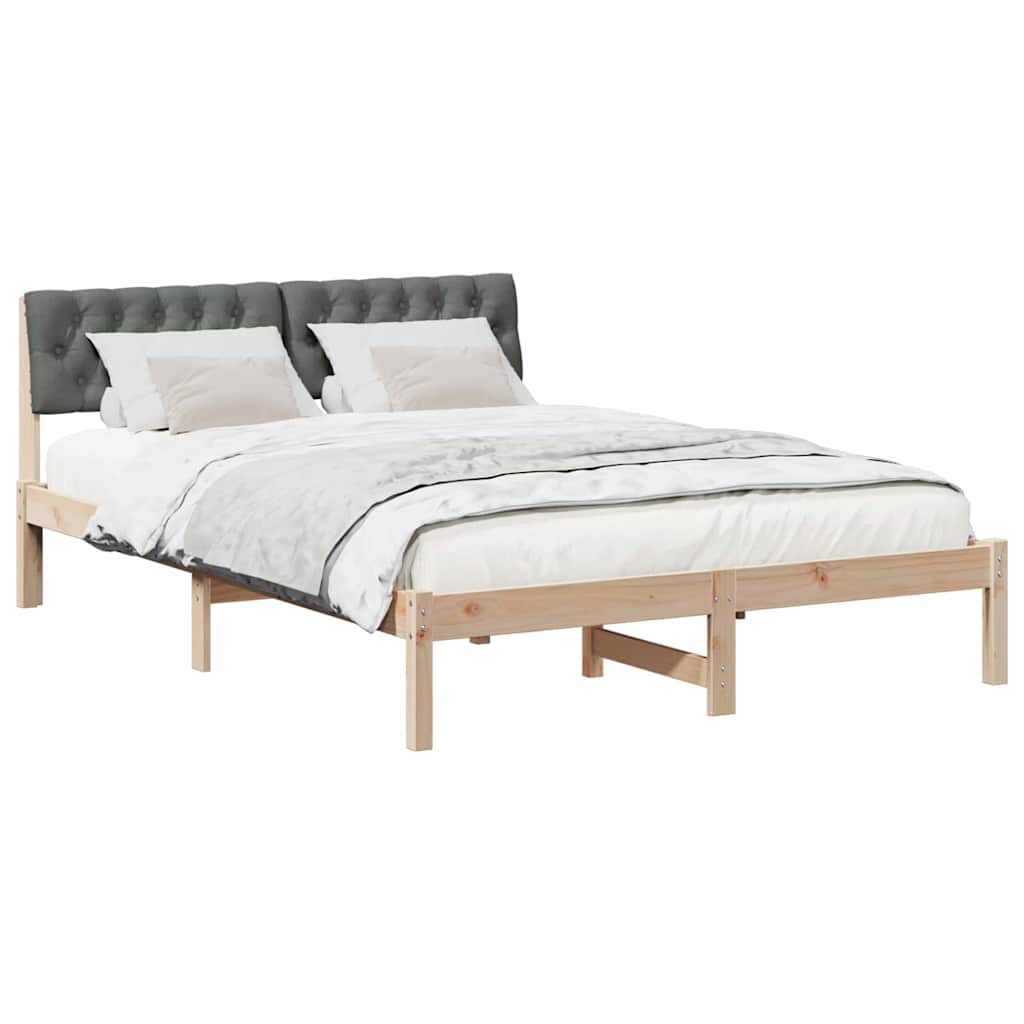 Bed frame Brown and dark grey 150 x 200 cm Solid pine wood