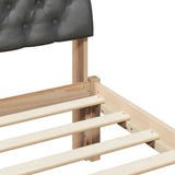 Bed frame Brown and dark grey 135 x 190 cm Solid pine wood - Low Angle