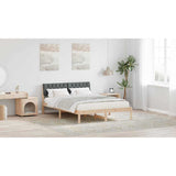 Bed frame Brown and dark grey 135 x 190 cm Solid pine wood