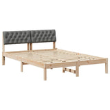 Bed frame Brown and dark grey 135 x 190 cm Solid pine wood - Front View