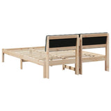 Bed frame Brown and dark grey 135 x 190 cm Solid pine wood - Close-Up Angle