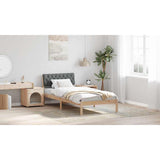 Bed frame Brown and dark grey 90 x 190 cm Solid pine wood - Low Angle