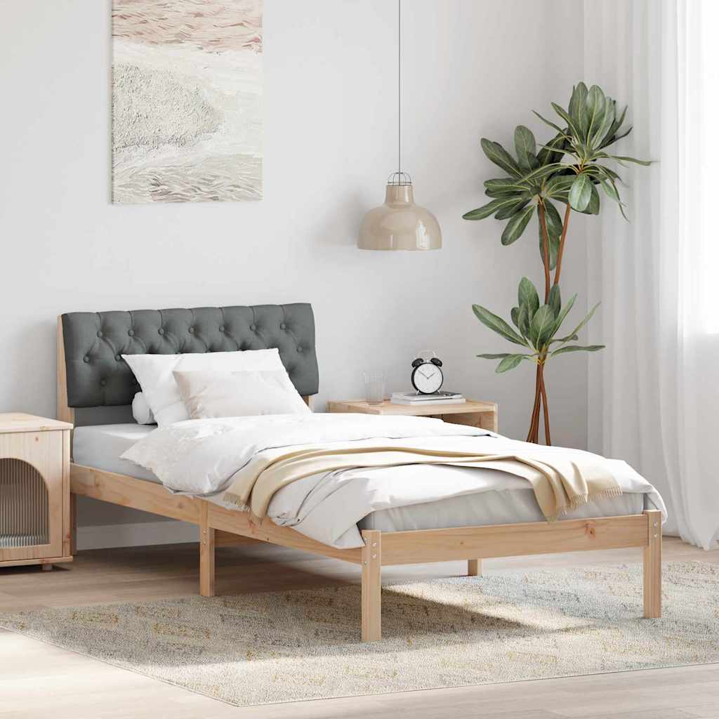 Bed frame Brown and dark grey 90 x 190 cm Solid pine wood