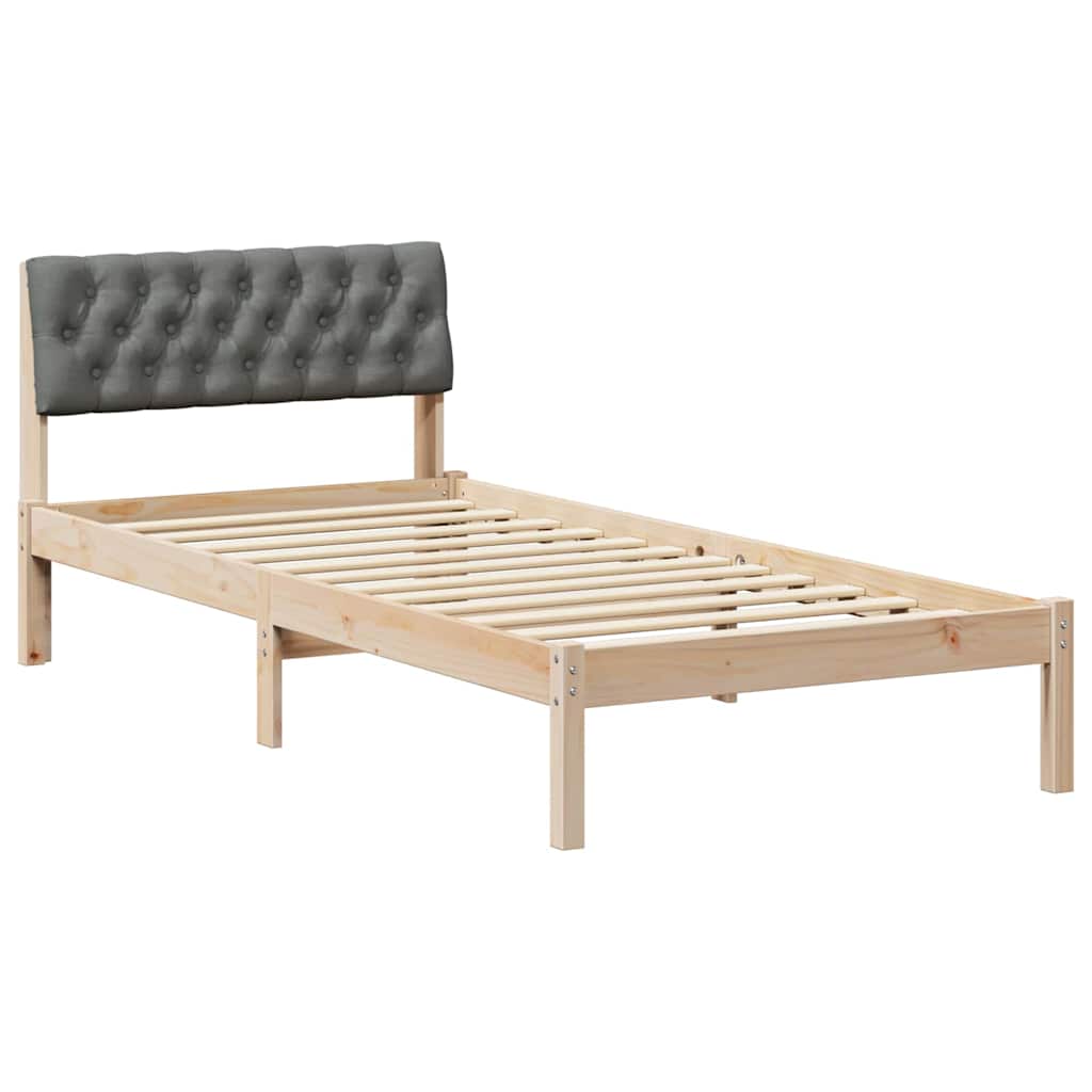 Bed frame Brown and dark grey 90 x 190 cm Solid pine wood