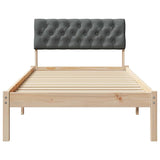 Bed frame Brown and dark grey 90 x 190 cm Solid pine wood - 45-Degree Angle