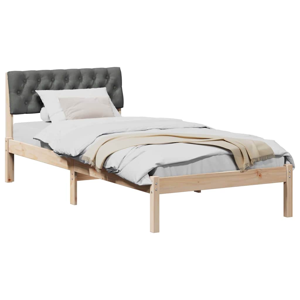 Bed frame Brown and dark grey 90 x 190 cm Solid pine wood