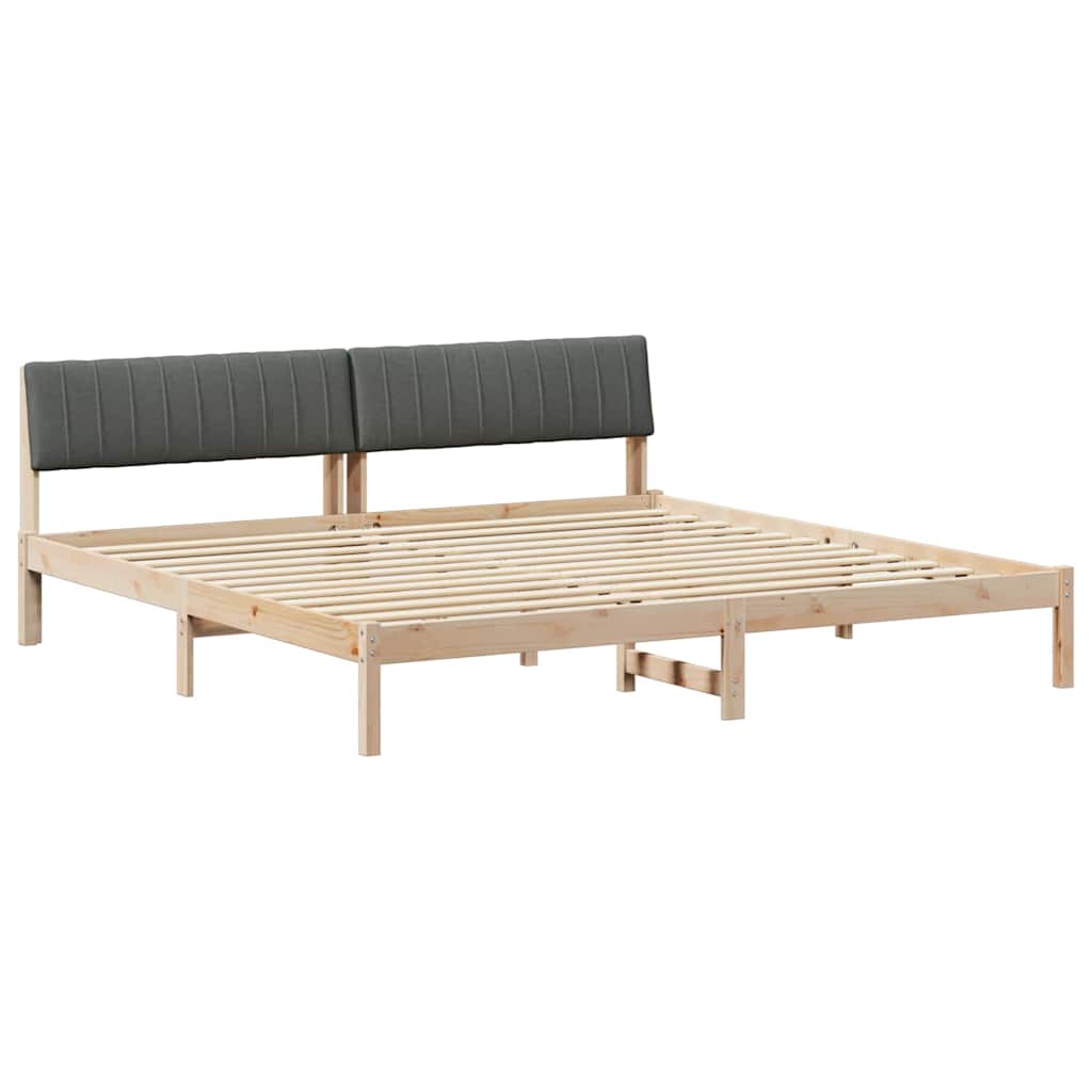 Bed frame Brown and dark grey 150 x 200 cm Solid pine wood