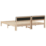 Bed frame Brown and dark grey 150 x 200 cm Solid pine wood - Close-Up Angle