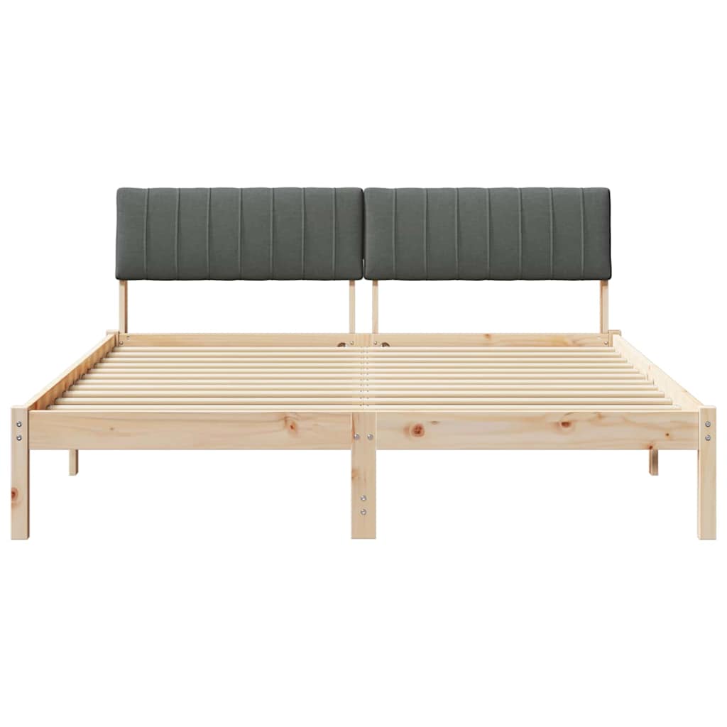 Bed frame Brown and dark grey 150 x 200 cm Solid pine wood