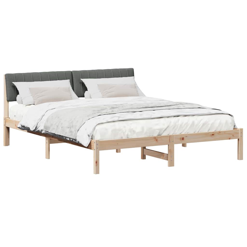 Bed frame Brown and dark grey 150 x 200 cm Solid pine wood