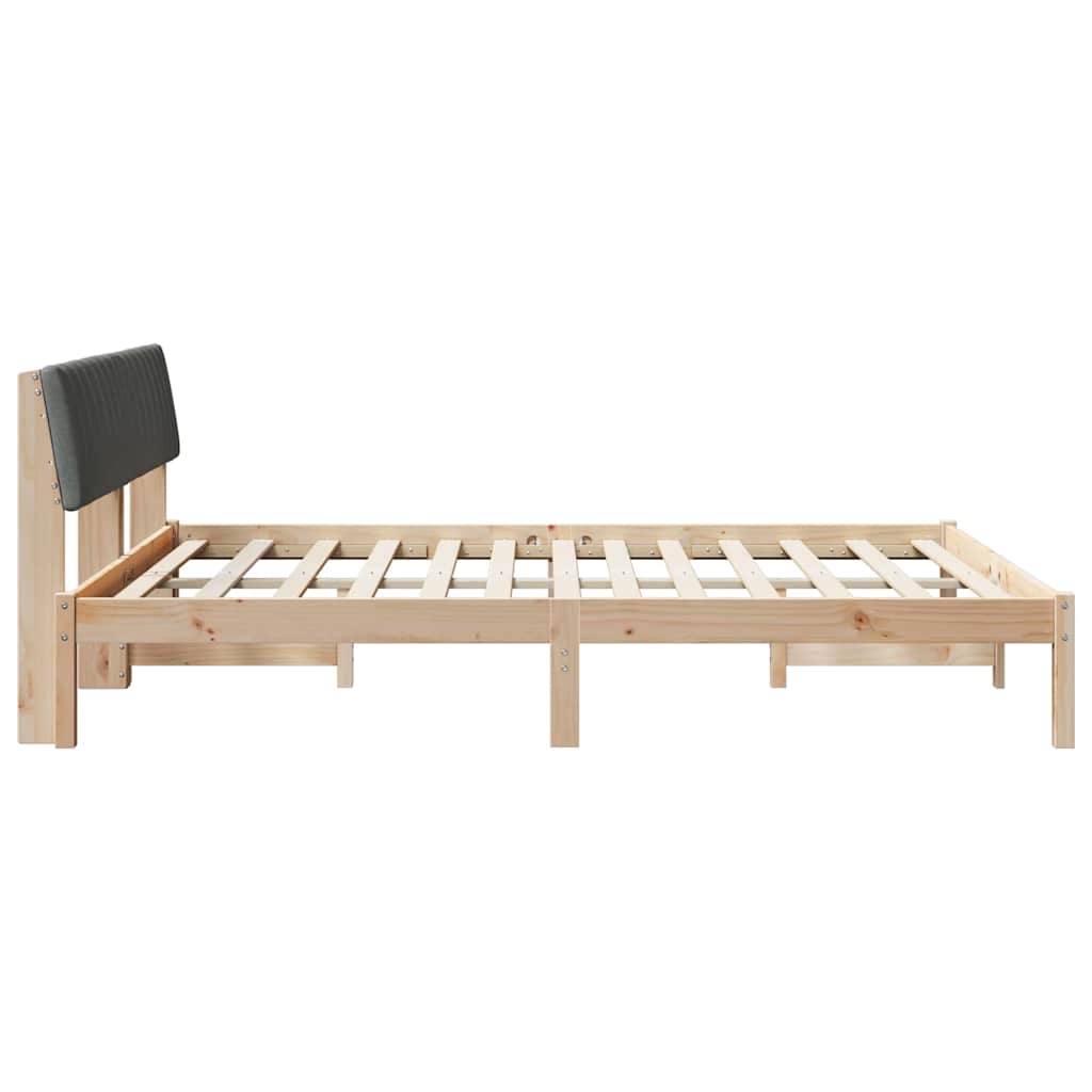 Bed frame Brown and dark grey 150 x 200 cm Solid pine wood