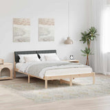 Bed frame Brown and dark grey 135 x 190 cm Solid pine wood