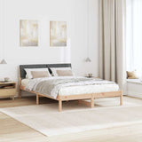 Bed frame Brown and dark grey 135 x 190 cm Solid pine wood - Top-Down View